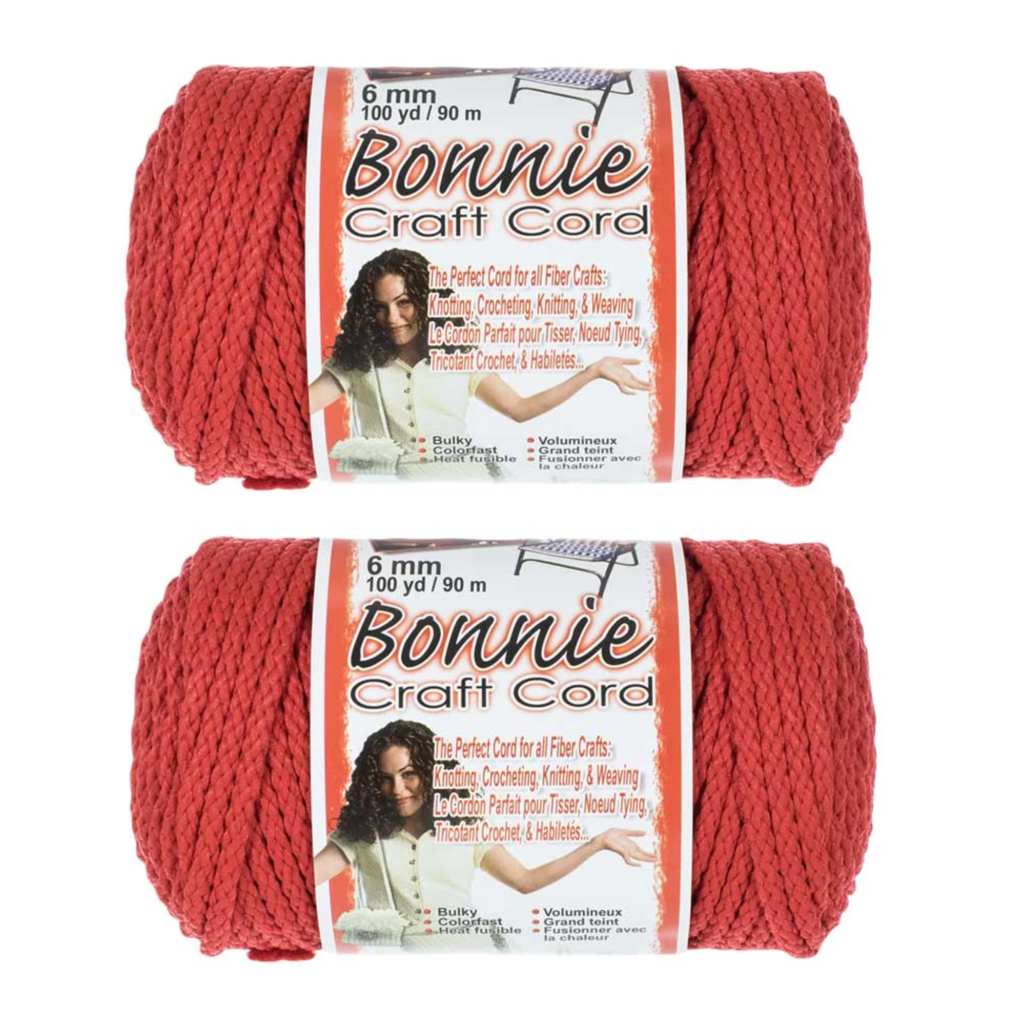 2 Pack Bonnie Macrame Cord - 6mm - 100 yd Lengths - Various Colors