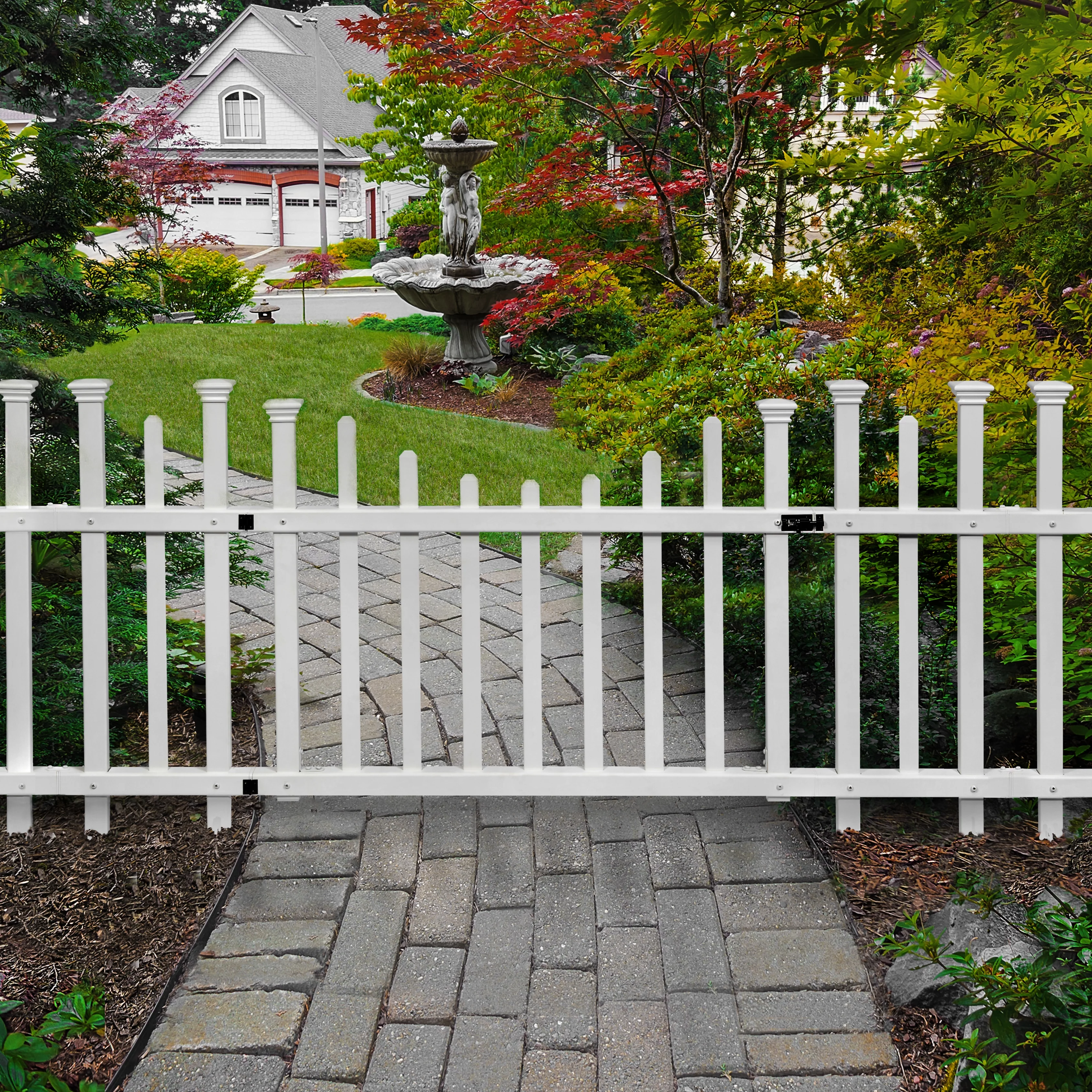 Zippity Outdoor Products Washington Vinyl No-Dig Gate Kit w/ Fence Wings (30in H x 60 1/2in W)