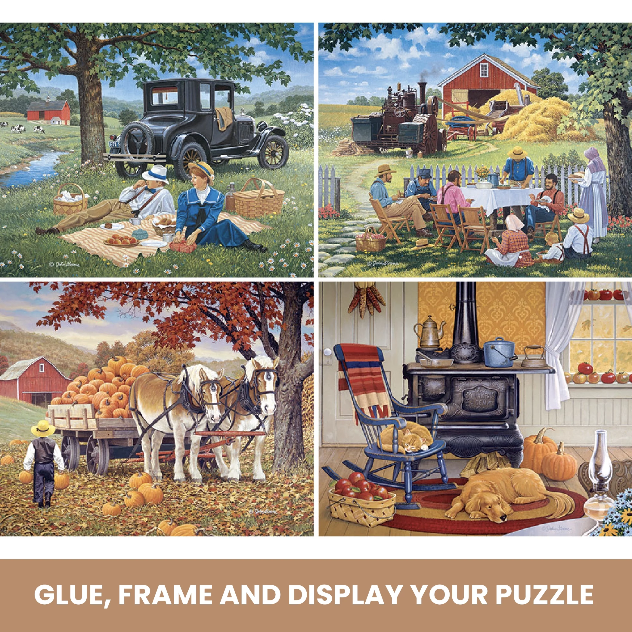 Bits and Pieces - 4-In-1 Multi-Pack Simpler Times 1000 Piece Jigsaw Puzzles for Adults - Each Puzzle Measures 20