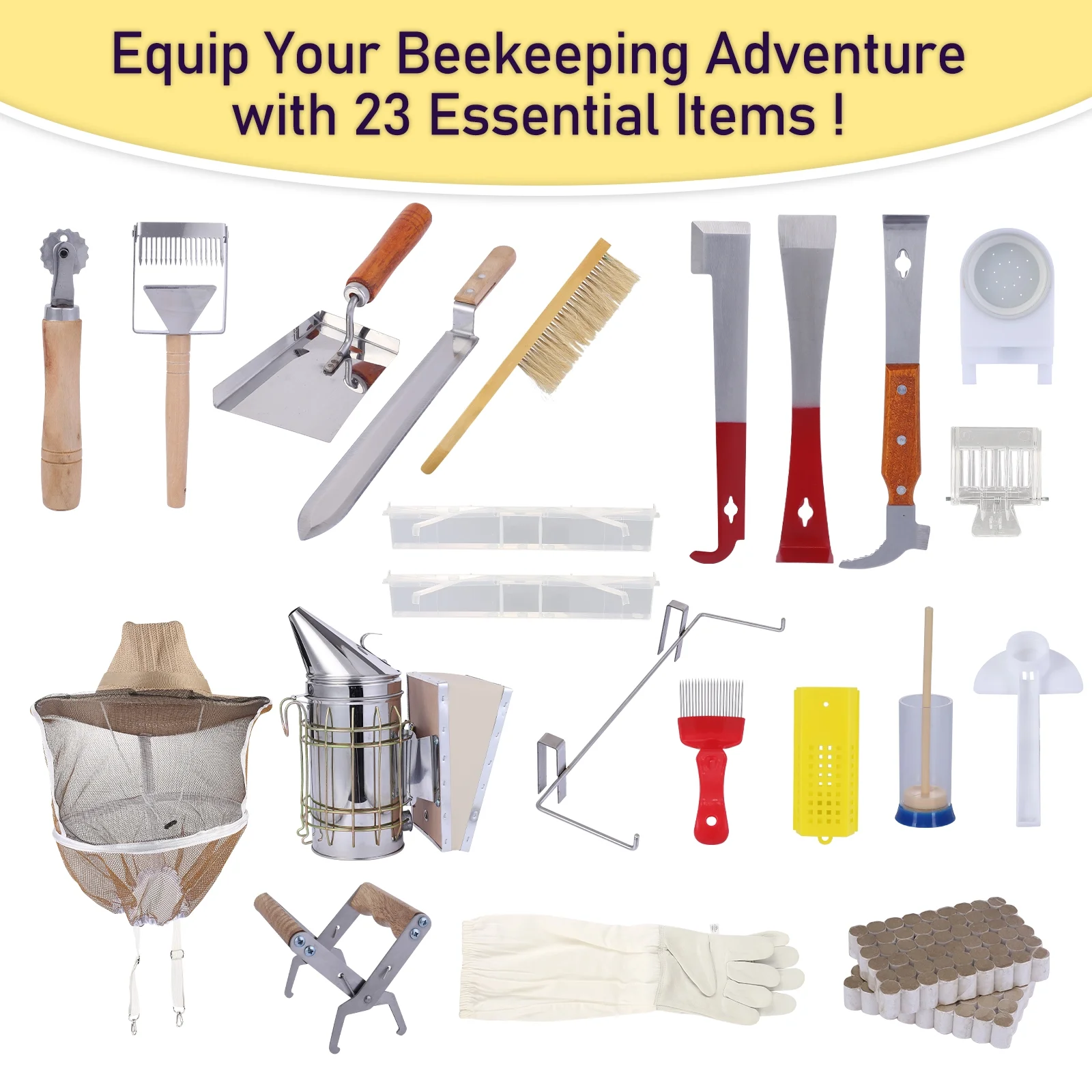 BEELHIVE™ | 10-Frame Beehive Starter Kit with Window for Beekeeping - Double Wax Coated Bee Hive Box Kits for Beginners - Supplies-All Complete Honey Bees Hives Keeping Tool Set for Bee Keeper