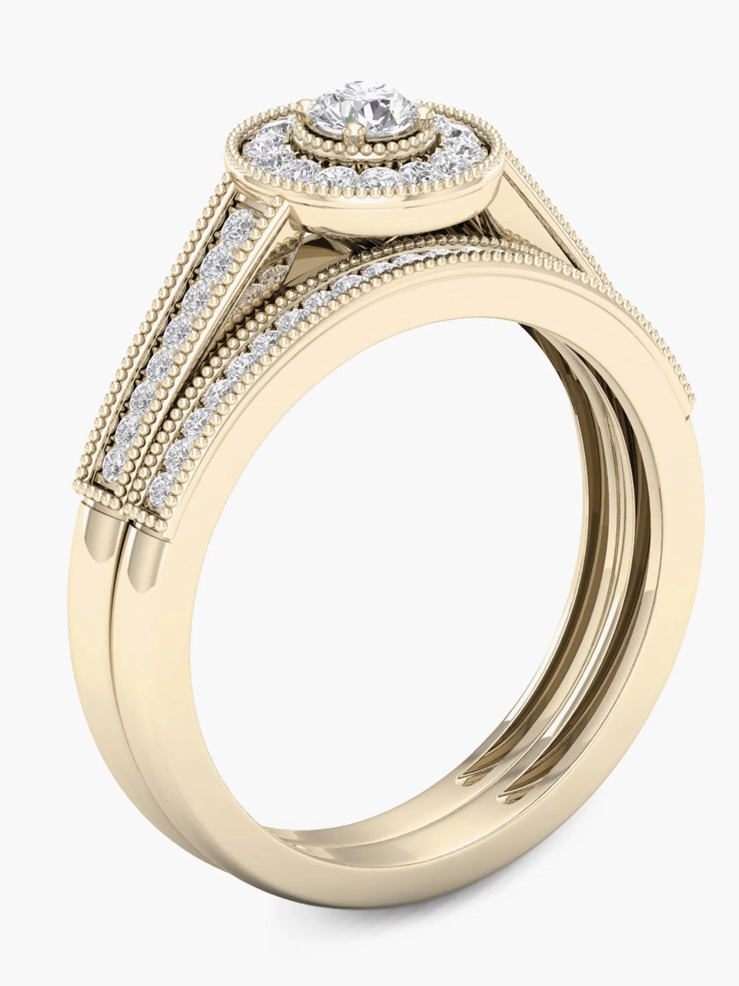 Imperial 1/3Ct TDW Diamond 10k Yellow Gold Halo Bridal Set (H-I, I2)
