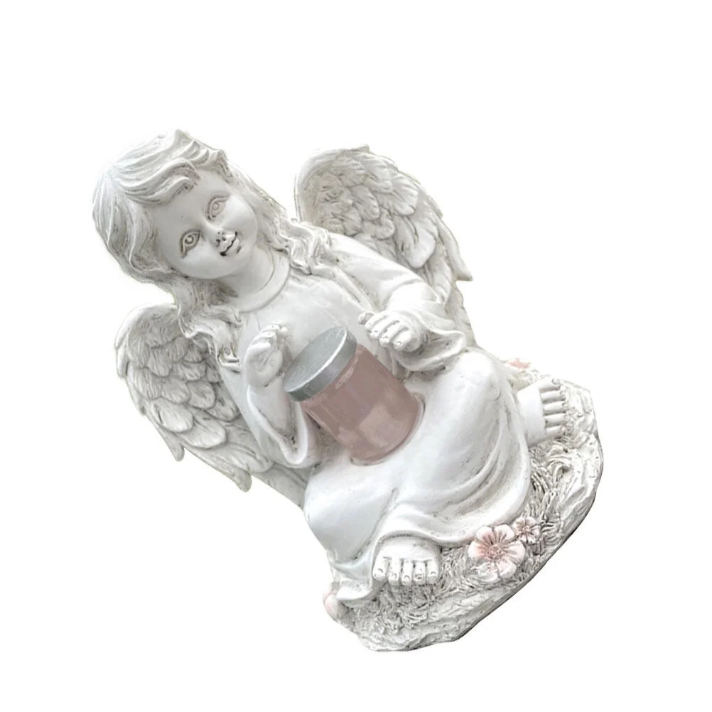 Resin Solar Light Angel Statue Ornament Creative Angel Figurine Lawn Garden Decoration