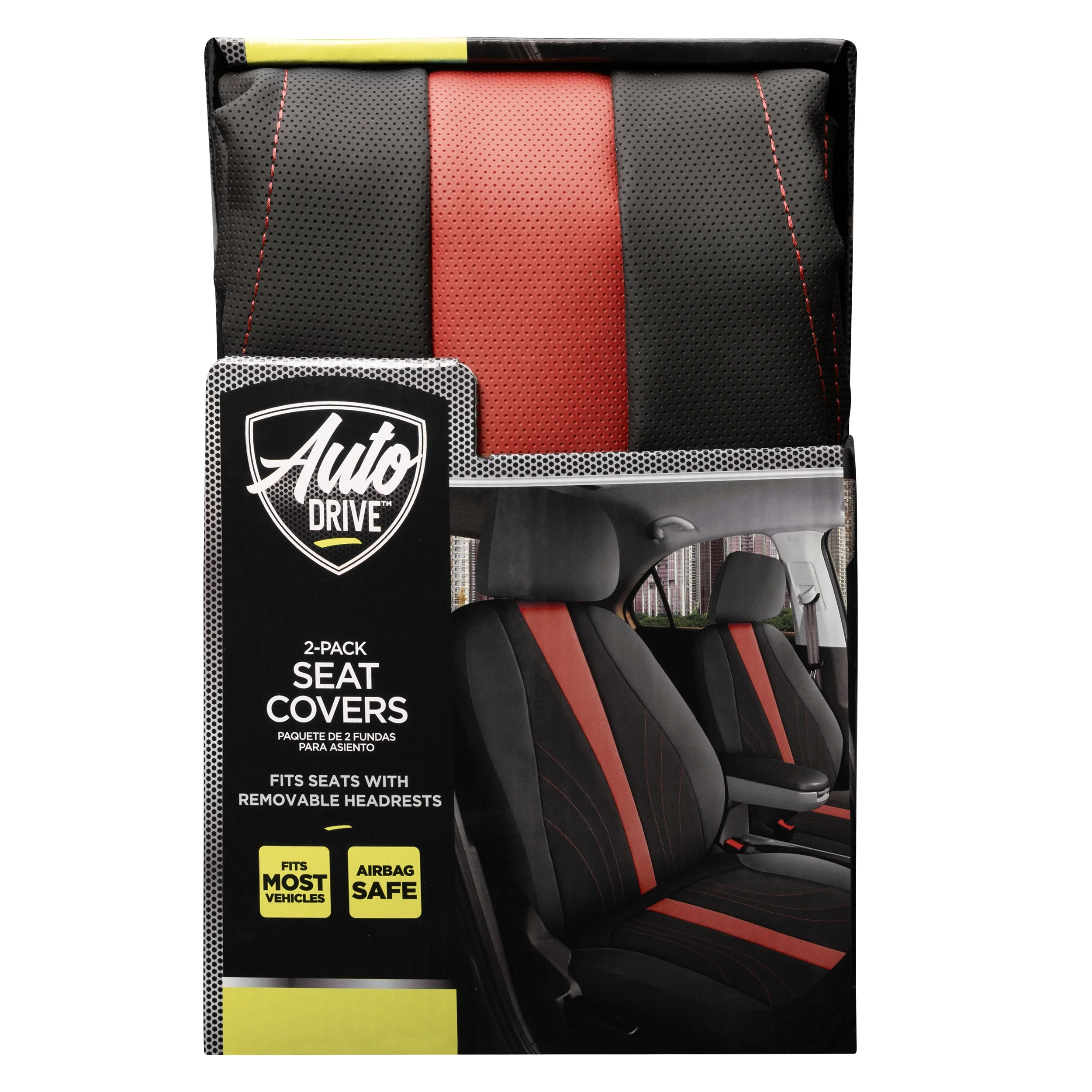 Auto Drive 2-Piece Black-Red Marlo Seat Covers