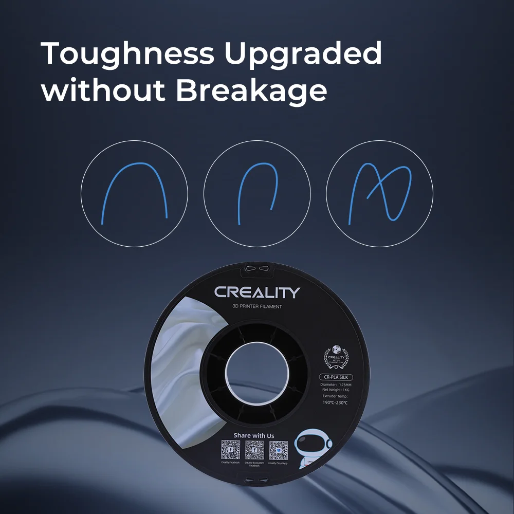 Creality Official 3D Printer Filament 5 Packs 1.75mm Silk PLA Filament Pro, Smooth and High Gloss Silk PLA Dimensional Accuracy ±0.03mm for All FDM Printers