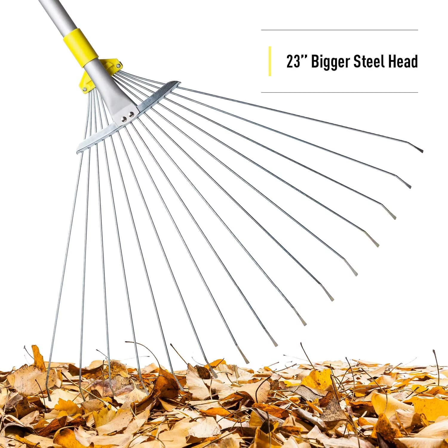 Jardineer 63 inch Adjustable Garden Rake Leaf,Aluminum Rake