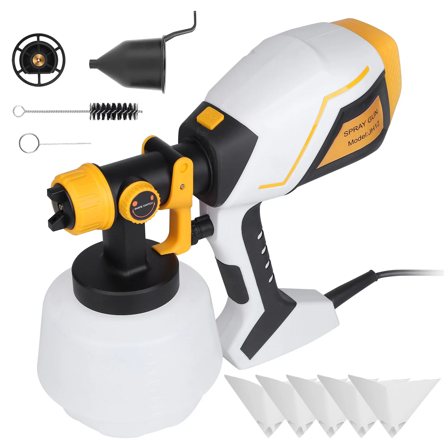 iMounTEK 550W Electric Paint Sprayer HVLP Spray Painting Gun Handheld Painter with Different Spray Patterns 1200ML Detachable Container Flow Length Width Adjustable