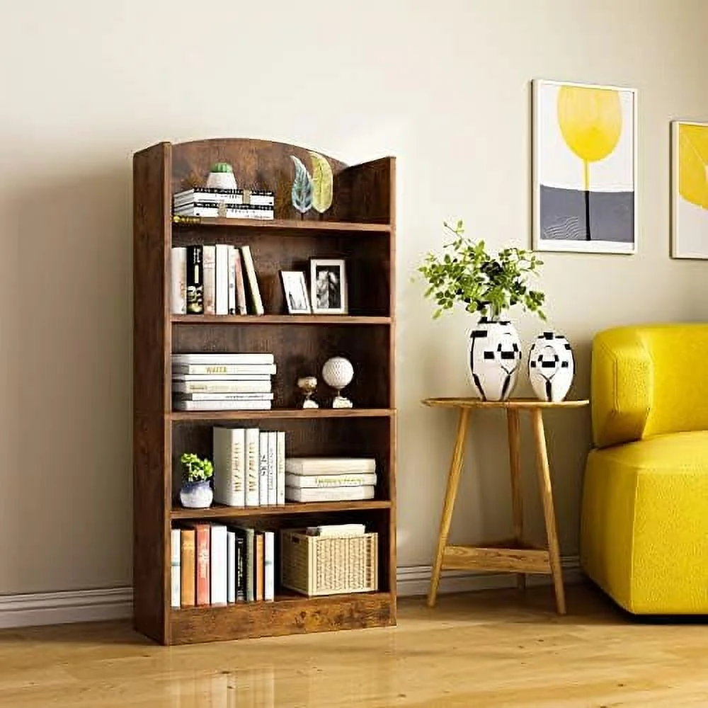 TJCGDTY Wood 5 Tier Bookcase  47.24" Tall Office Bookshelf 5   Open Book  Bookshelves Standing Display  Units for Home Office  Living Room  Bedroom  Kitchen-