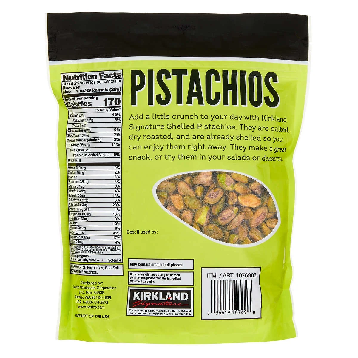 Kirkland Signature Shelled Pistachios 1.5 Pounds
