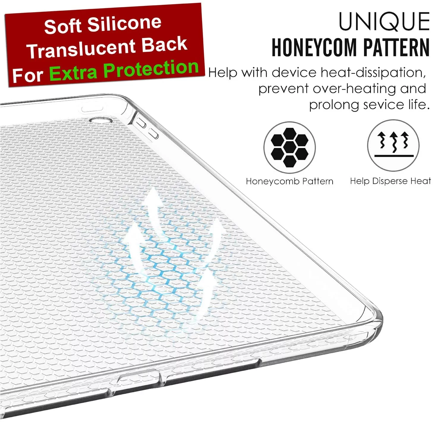 iPad 9.7 Inch 5 6 Air 1 2 [iPad 5th 6th Air 1st 2nd ] A1893 A1954 A1822 A1823 A1566 A1567 A1474 A1475 A1476 Smart Lightweight Soft Silicone Transparent Front & Back Cover - Red