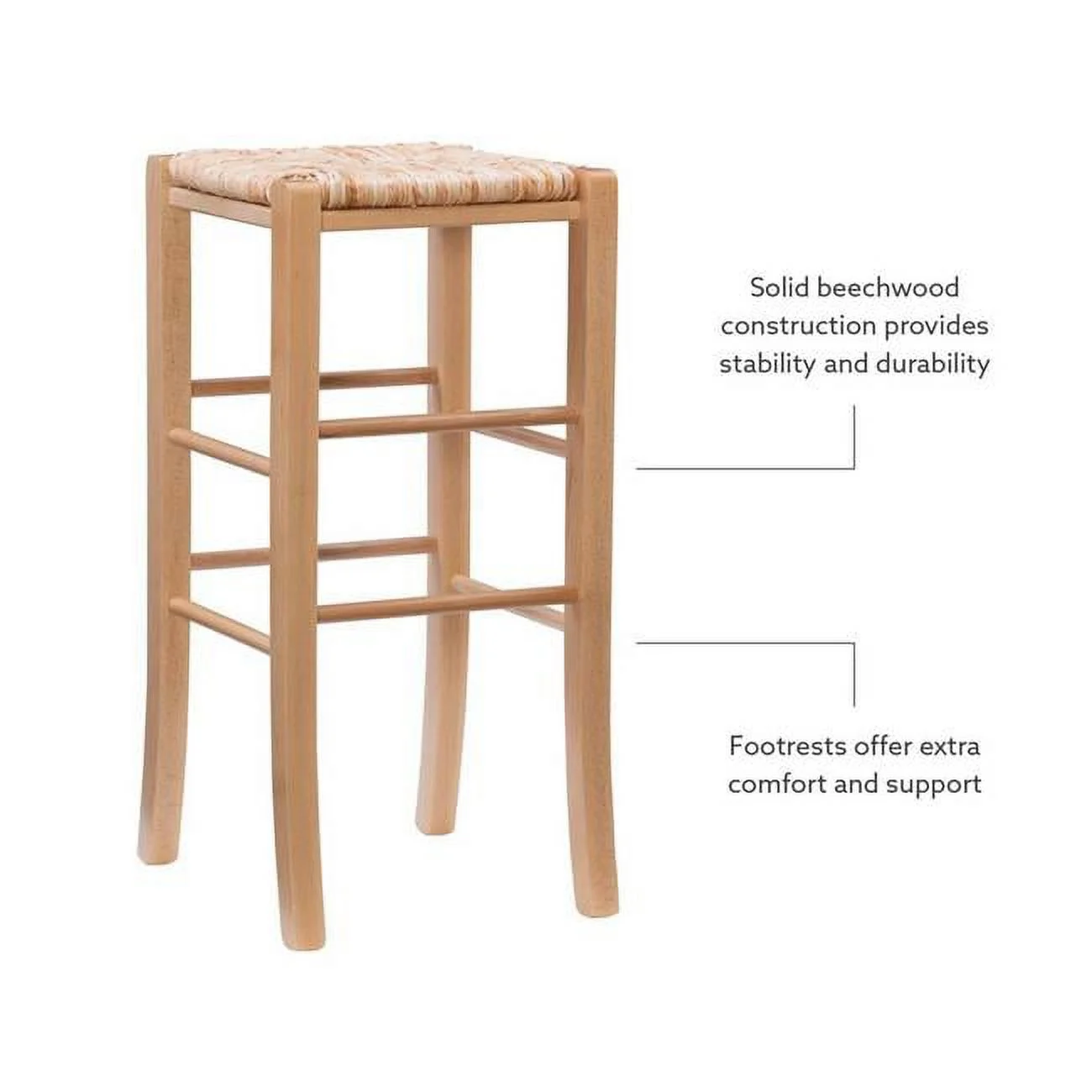 Linon Home Decor  29.13 x 16.14 x 14.37 in. Gianna Backless Barstool - Natural - Set of 2 - Pack of 2