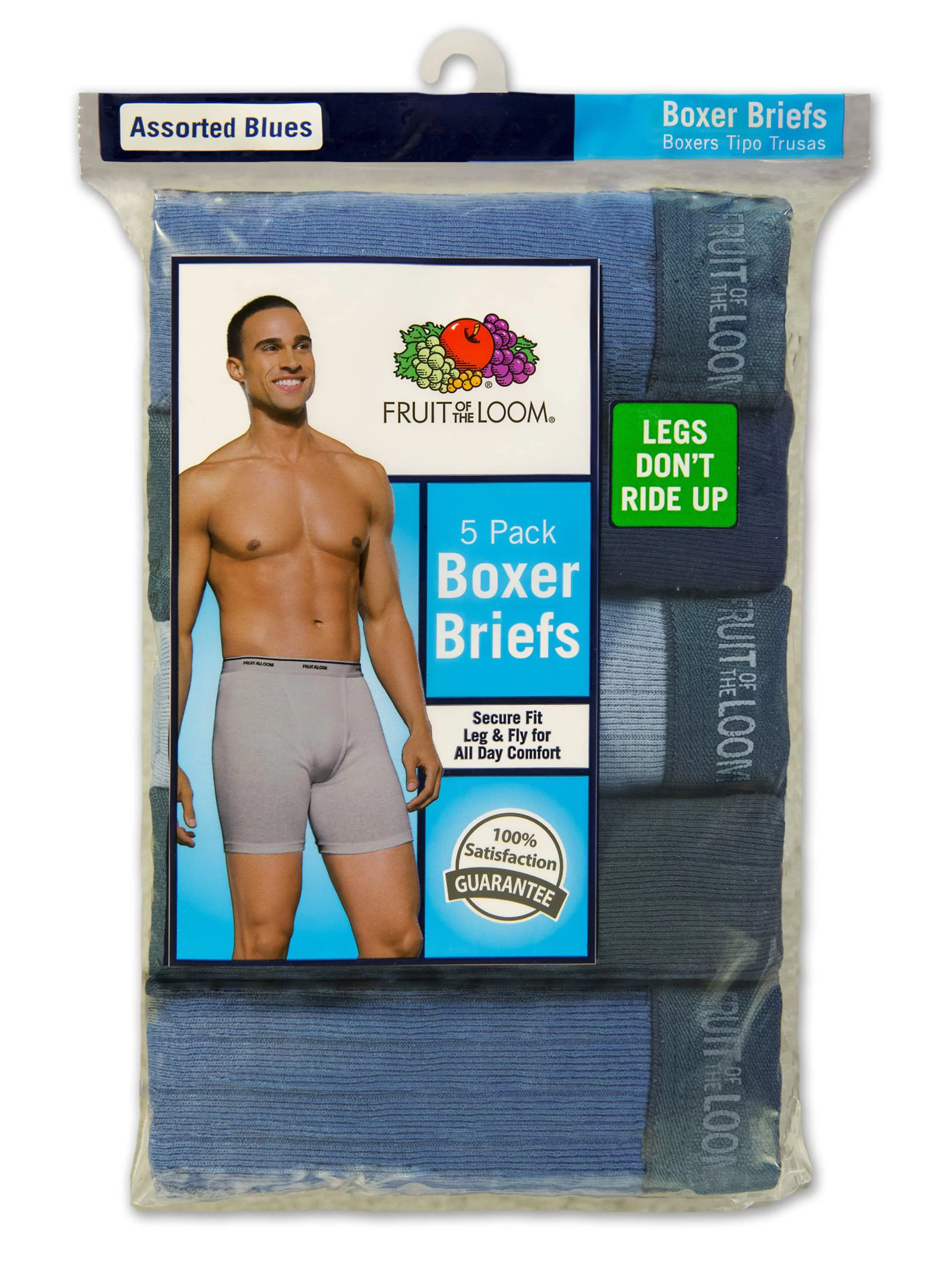 Fruit of the Loom Men's Assorted Blues Boxer Briefs, 5 Pack