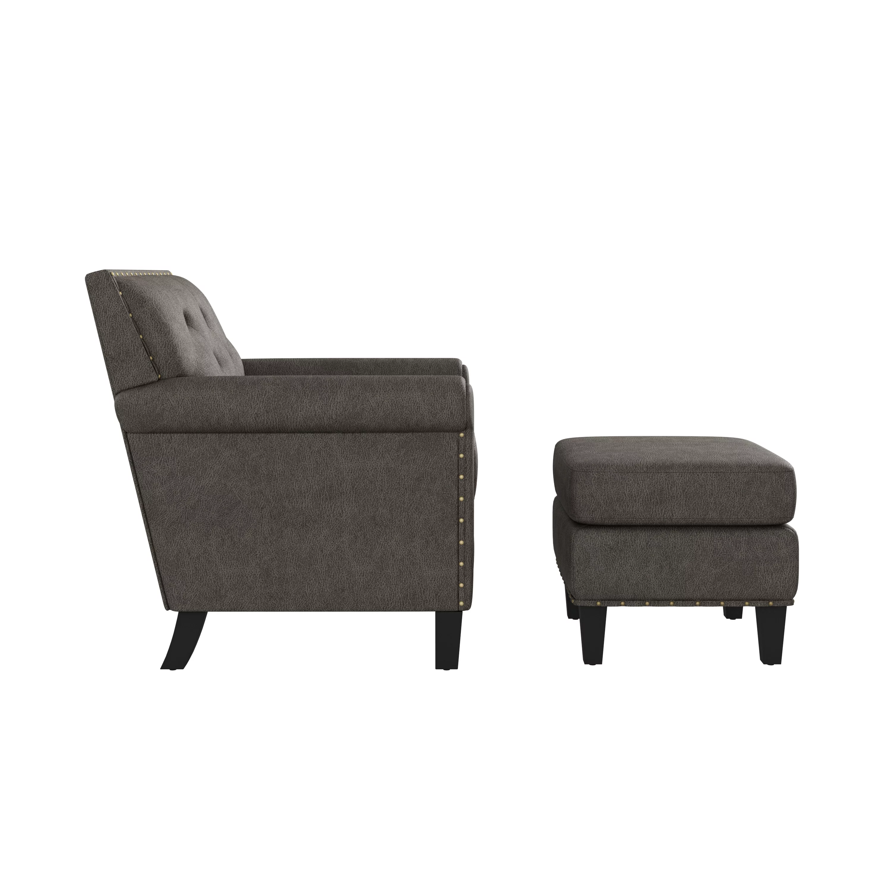 Homesvale Romvi Arm Chair and Ottoman, Distressed Gray