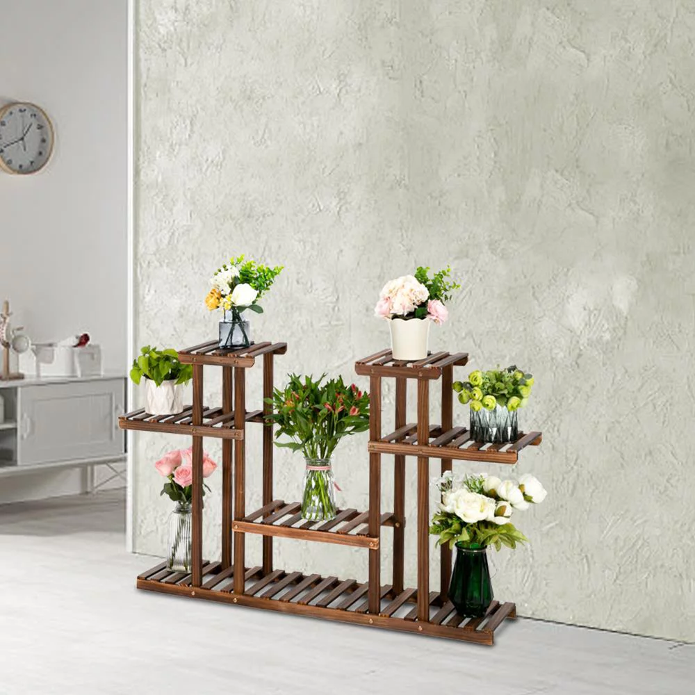 Zimtown 8-Tier Pine Wood Plant Stand Flower Pot Holder