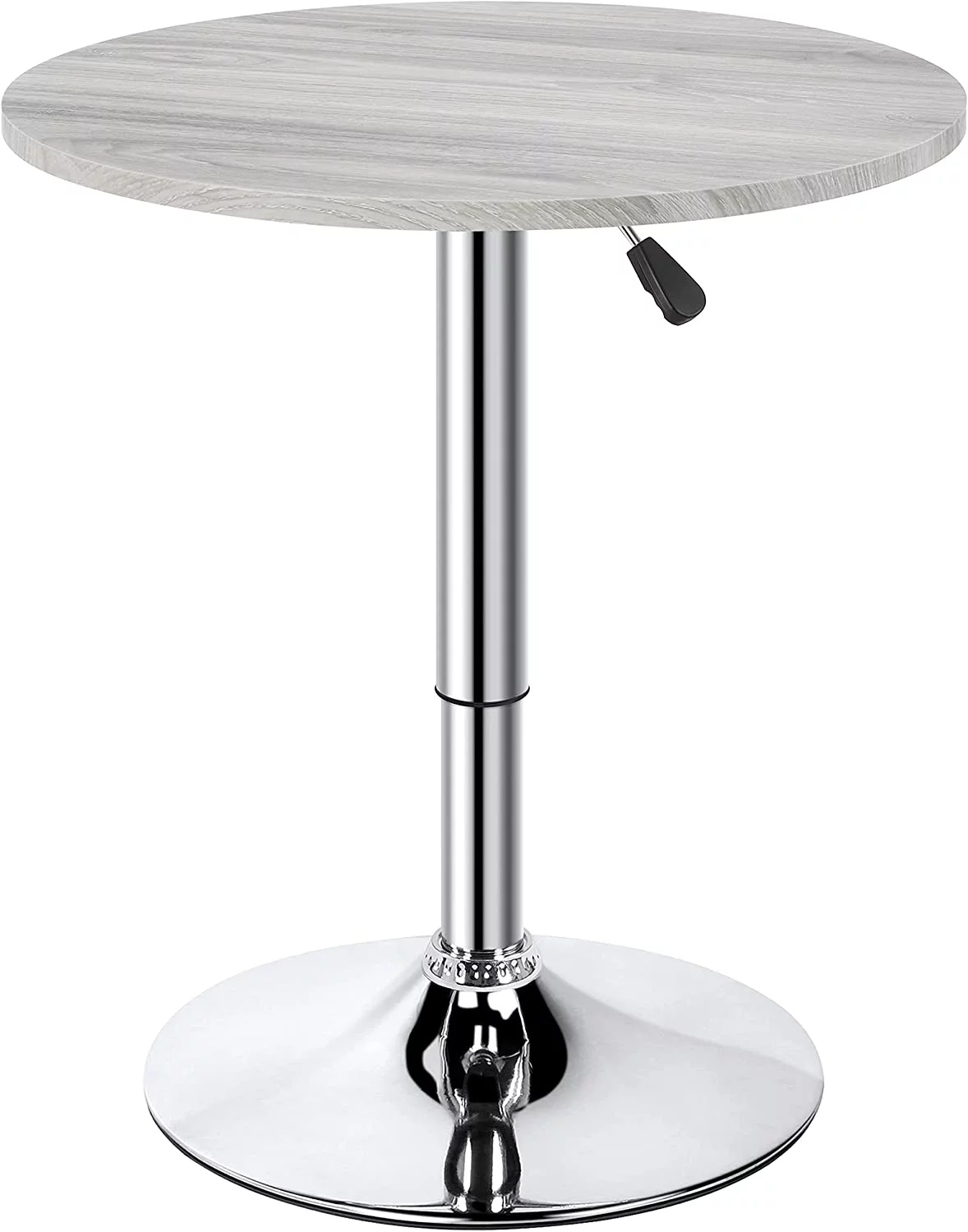 Round Pub Table Height Adjustable with 360 Swivel MDF Tabletop for Dining Bistro Cafe Home Bar, Grey