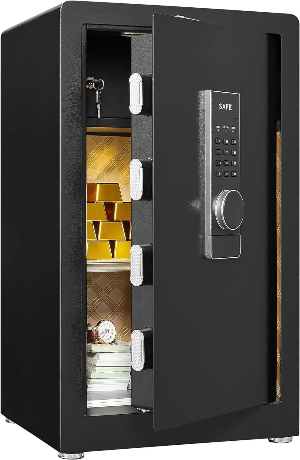 Foorsun 3.5 Cubic Feet Safe, Safe Box for Home, Large Safes with Inner Safe Box, Security Safe with Adjustable Shelf and Digital Keypad, Dual Alarm, Security Safe for Home Hotel Office