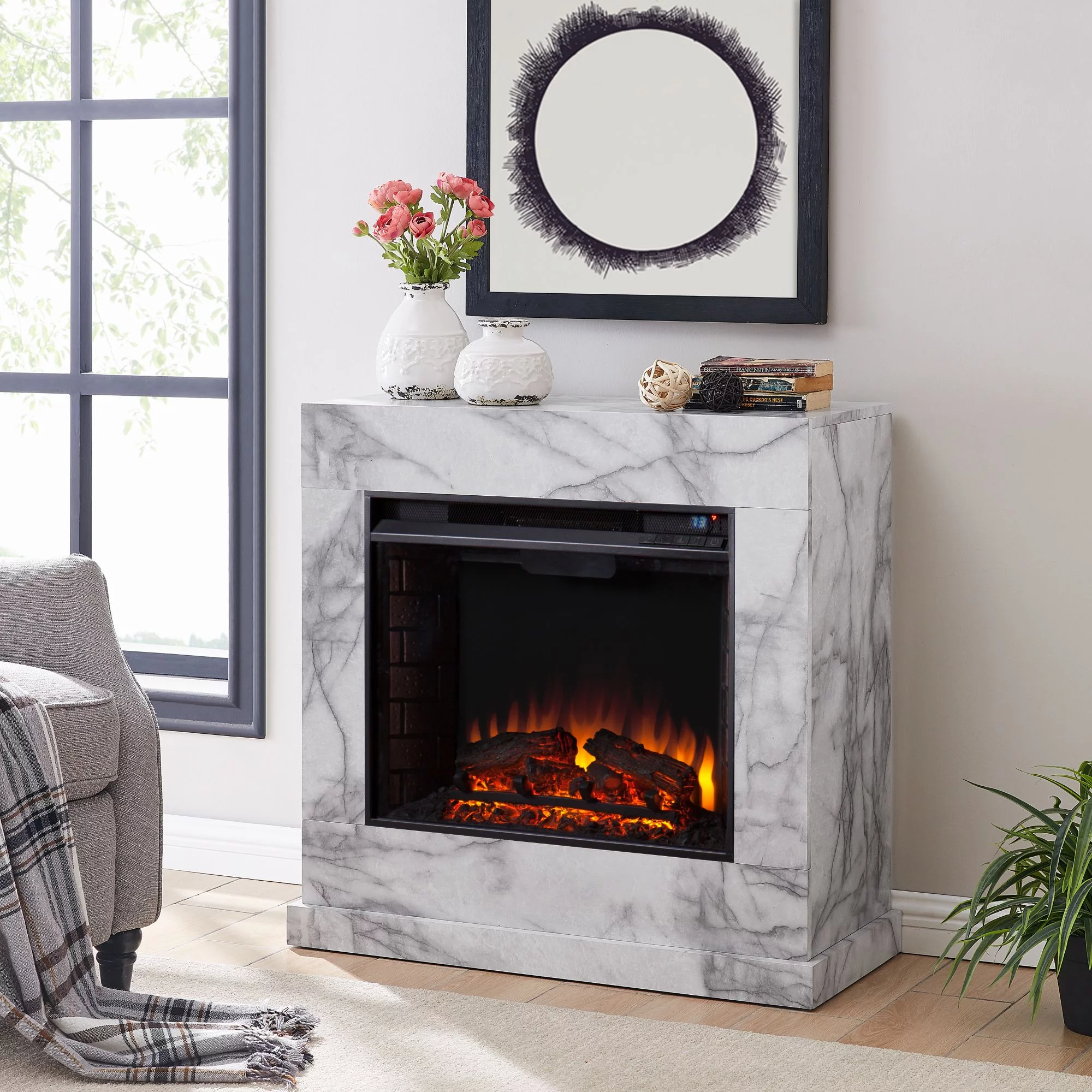SEI Dendale Faux Marble Fireplace