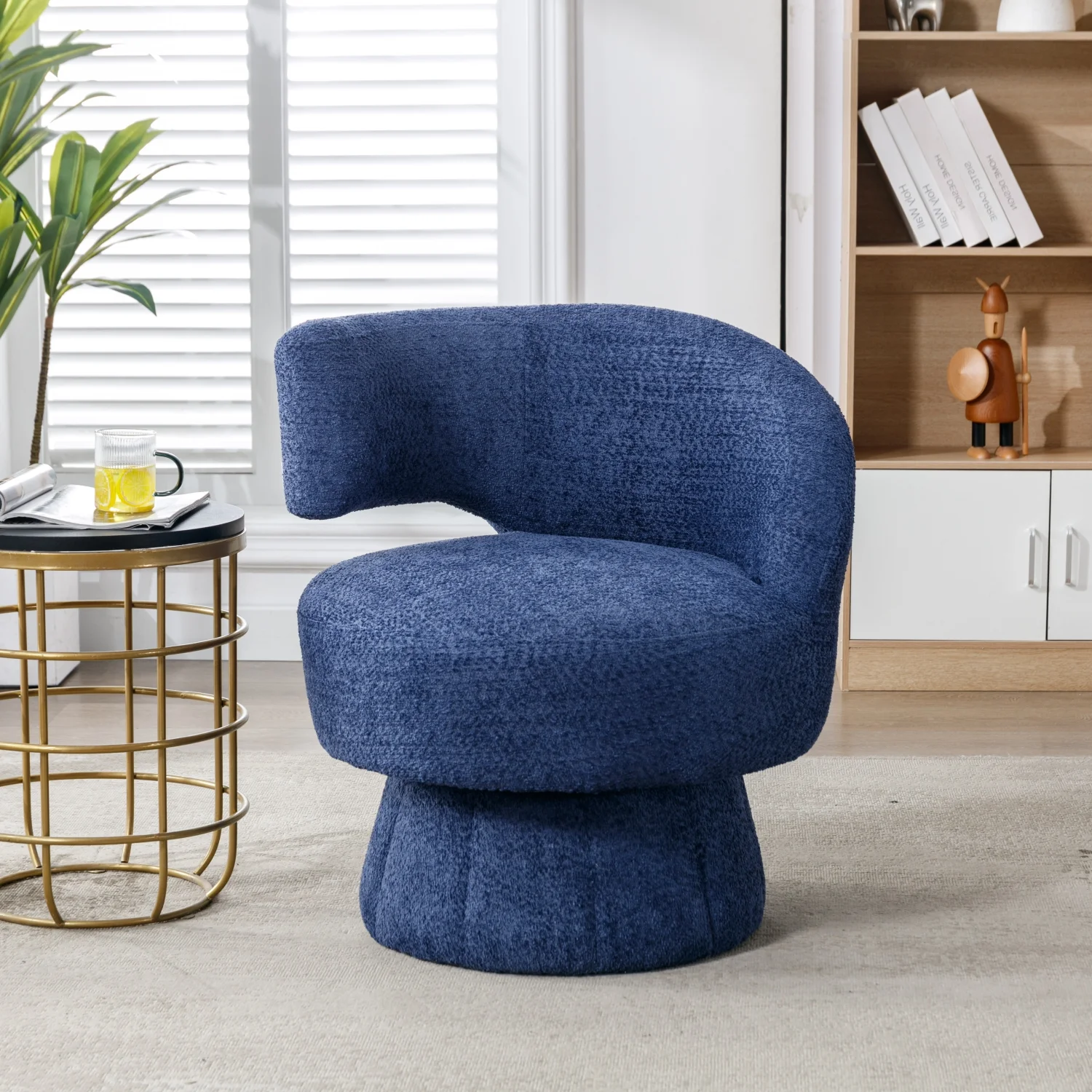Cozy and Stylish 360 Degree Swivel Cuddle Barrel Accent Chairs with Wide Upholstered Round Armchairs  Soft and Fluffy Fabric  Perfect for Living Room  Bedroom  Office  and Waiting Rooms