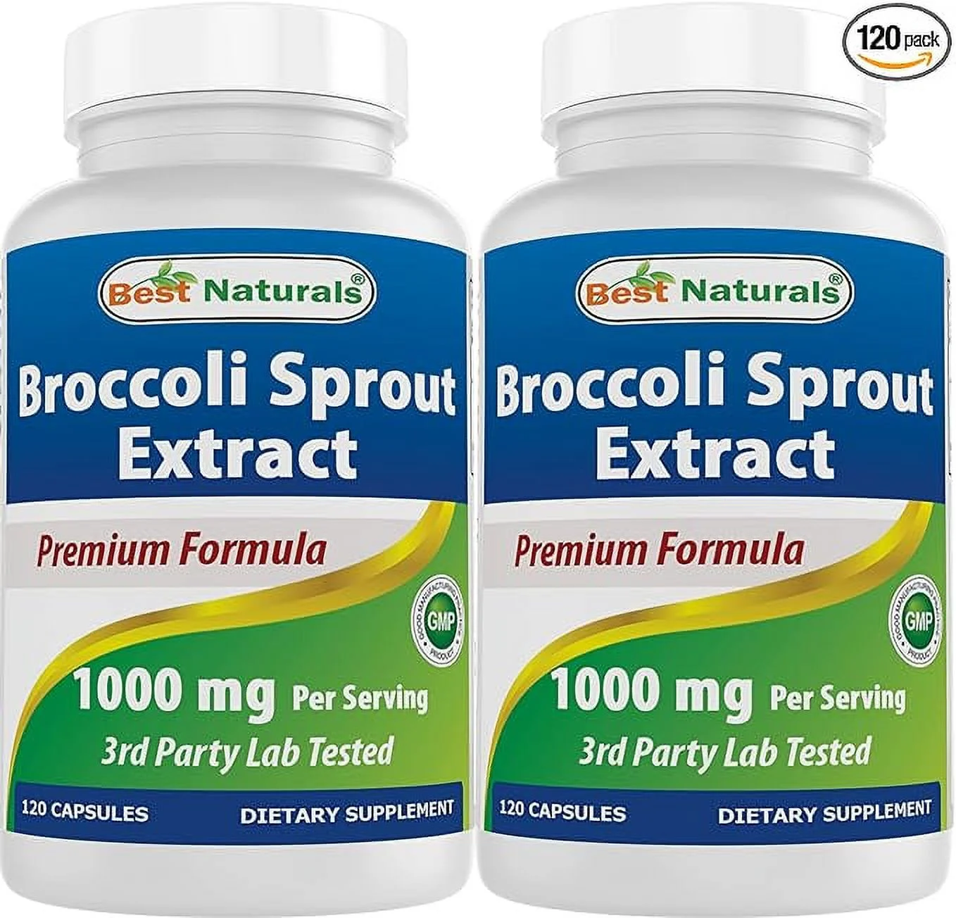 Best Naturals Broccoli Sprout Extract 1000mg per Serving - 120 Capsules (Pack of 2)