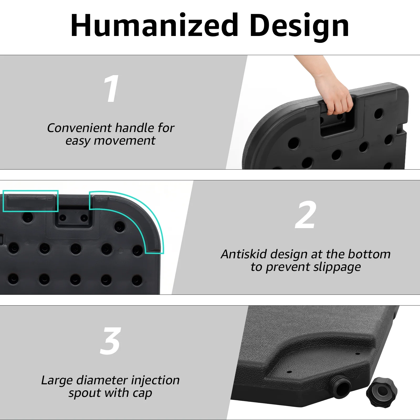 COBANA 4-Piece Cantilever Offset Patio Umbrella Base, Easy Filling Umbrella Stand Weights, Water/Sand Filled, Max 176lbs/72.4L