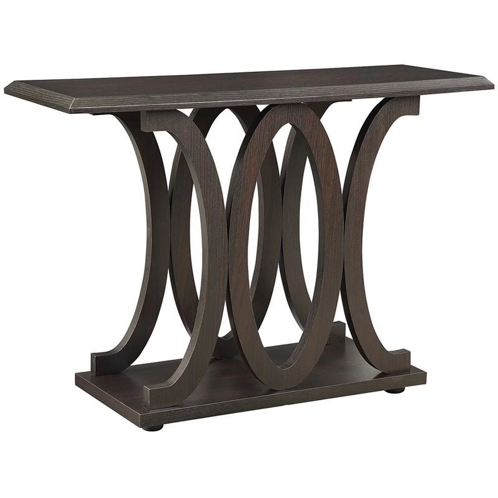 Bowery Hill C Shaped Console Table in Cappuccino