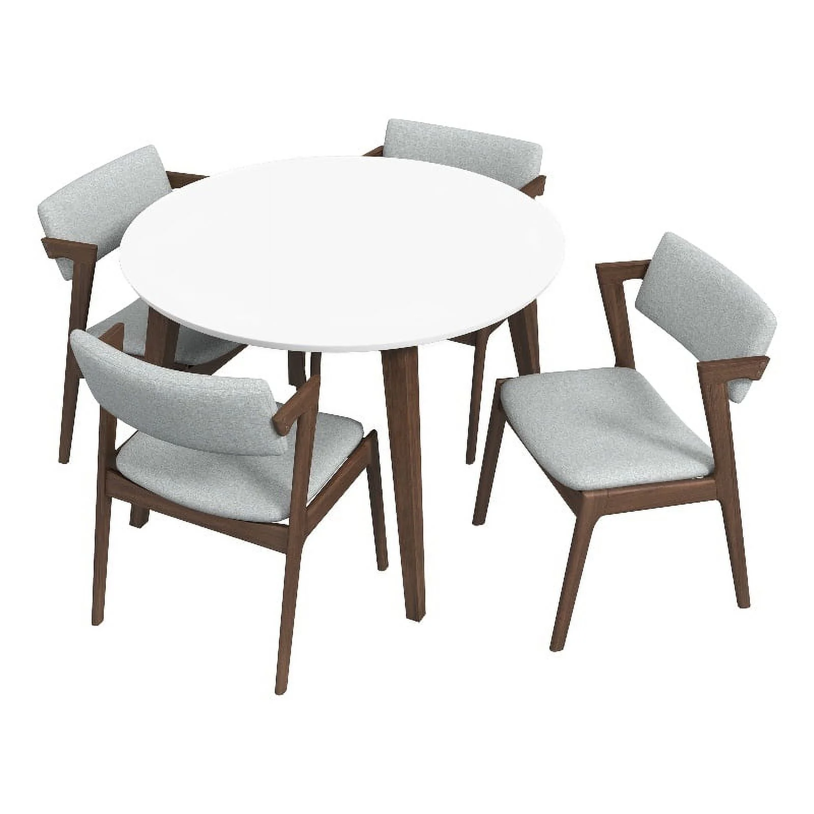 Ivana Modern Solid Wood Walnut Dining Room & Kitchen Table and Chairs Set for 4