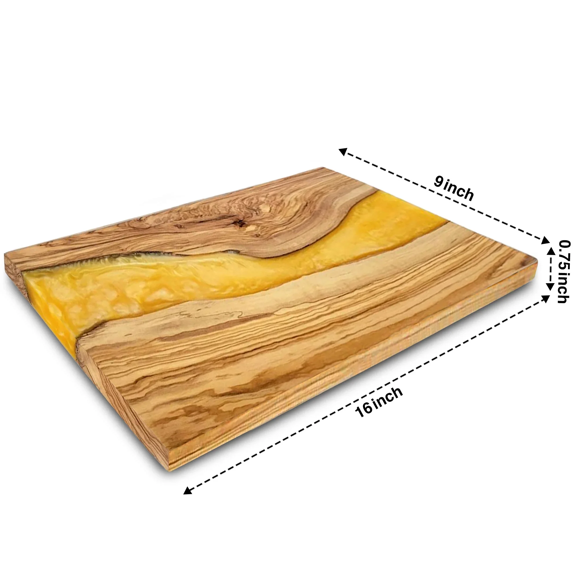 Olive Wood With Resin River Cheese Board In Yellow Color | Charcuterie Board | Serving Tray