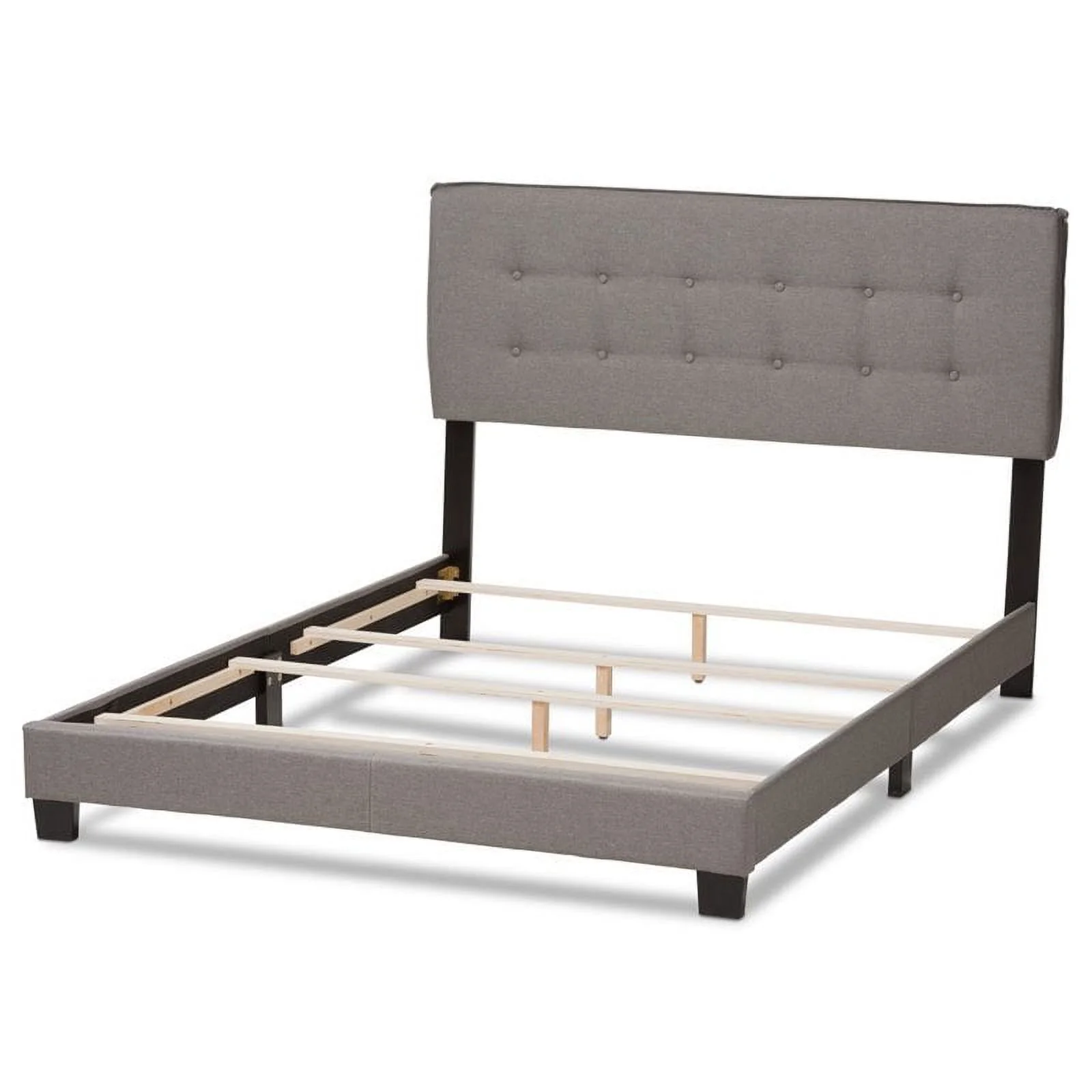 Bowery Hill Fabric Tufted Queen Bed in Light Grey