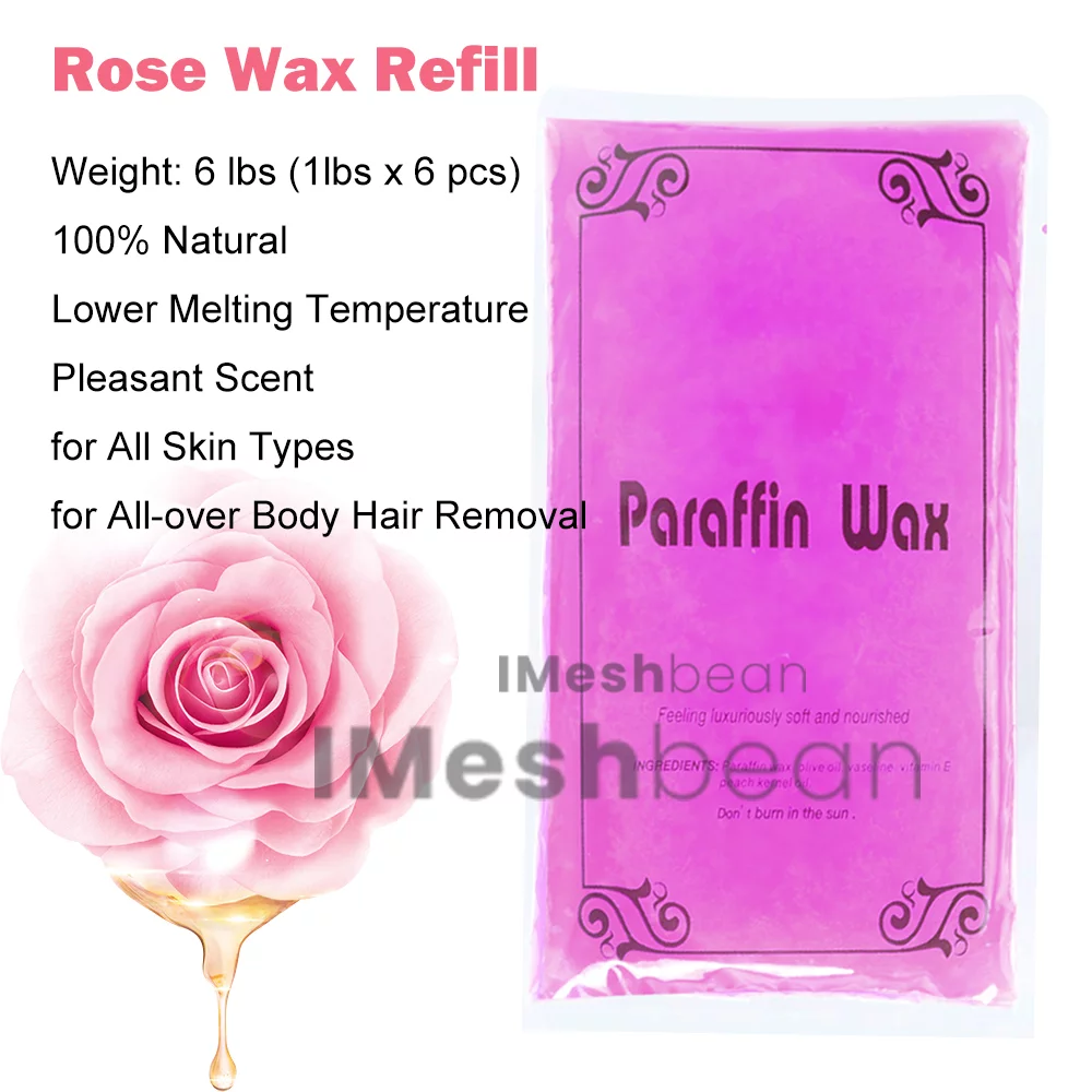 iMeshbean 6LBS Rose Paraffin Wax Refills Hands Feet Moisturizing Paraffin Bath Therapy Rose Wax for Hands Feet Arthritis
