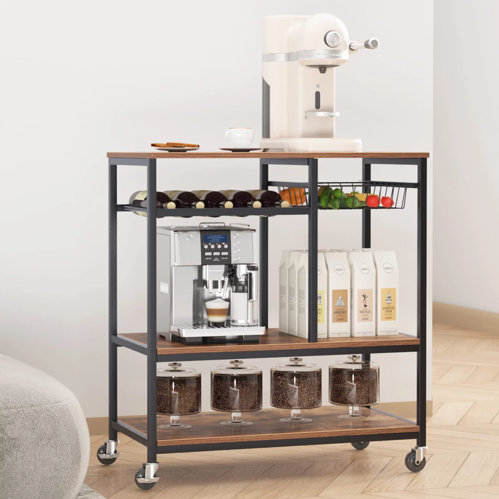 Wellynap 3-Tier Kitchen Rolling Cart, 31.5