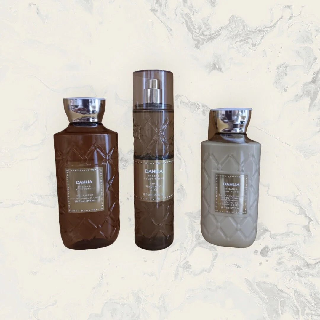 Bath & Body Works Dahlia Body Wash,Fine Fragrance Mist, & Body Lotion Full Size