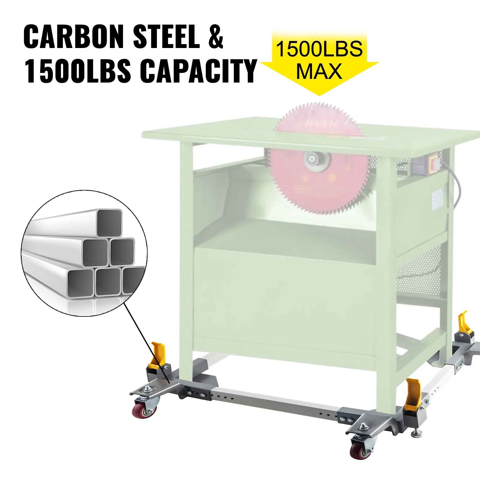 VEVOR PM-3550 Universal Adjustable Mobile Base 1500 LBS Heavy-Duty Rolling Mobile Base, Used for Mobilizing Large Power Tools, Table Saws, Drill Press, Planers, Jointers, Fridge and Washing Machine