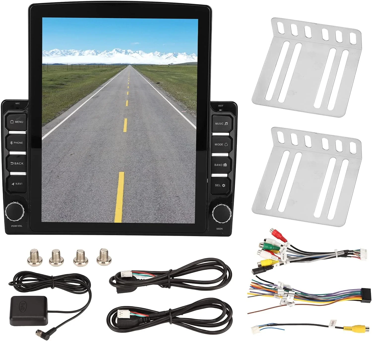 Double Din Car Stereo, 9.7in LCD Vertical Screen, USB Ports, Mirror Link, WiFi GPS, Car Stereo FM Radio Receiver Multimedia Player for 11
