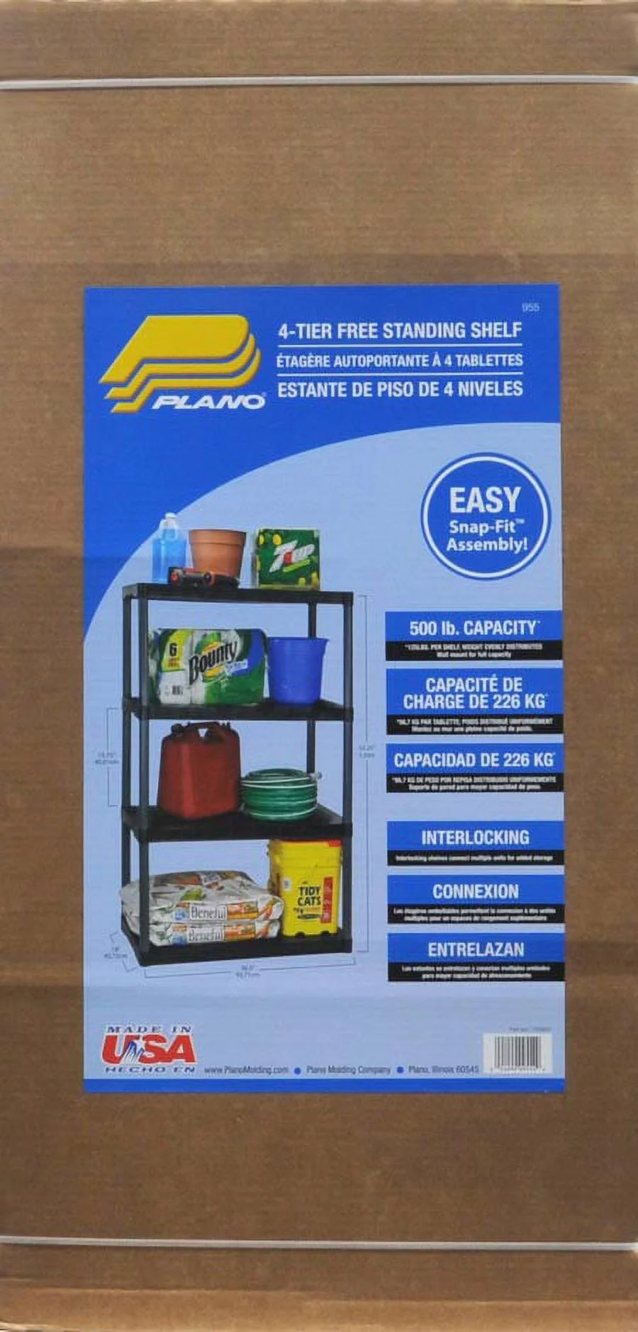 Plano 4-Tier Shelving Unit, Black