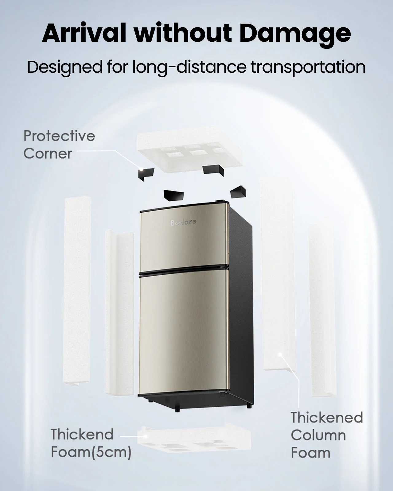 Bodare 3.2 Cubic Feet Freestanding Mini Fridge with Freezer