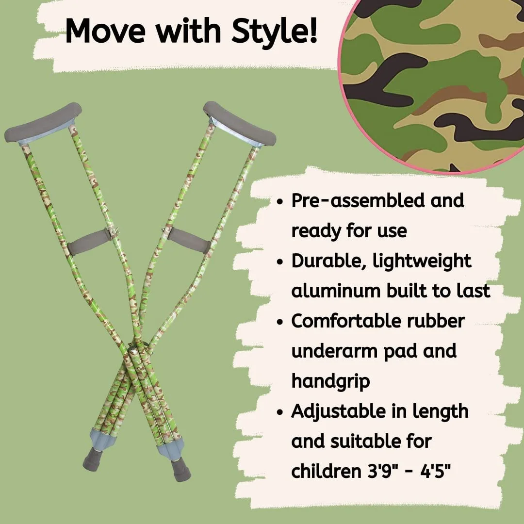 My Crutches - Youth Junior Crutches for Kids w Adjustable Handgrip and Length! for Children 3'9