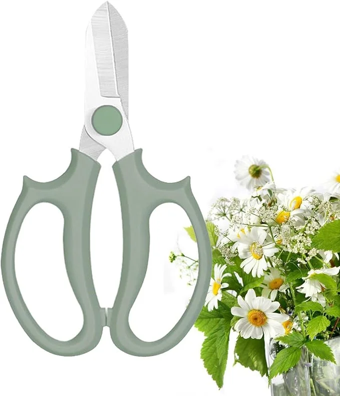 Leize Garden Flower Scissors, Premium Thickened Stainless Steel Floral Shears, Strong Pruner for Flowers, Branches and Leaves