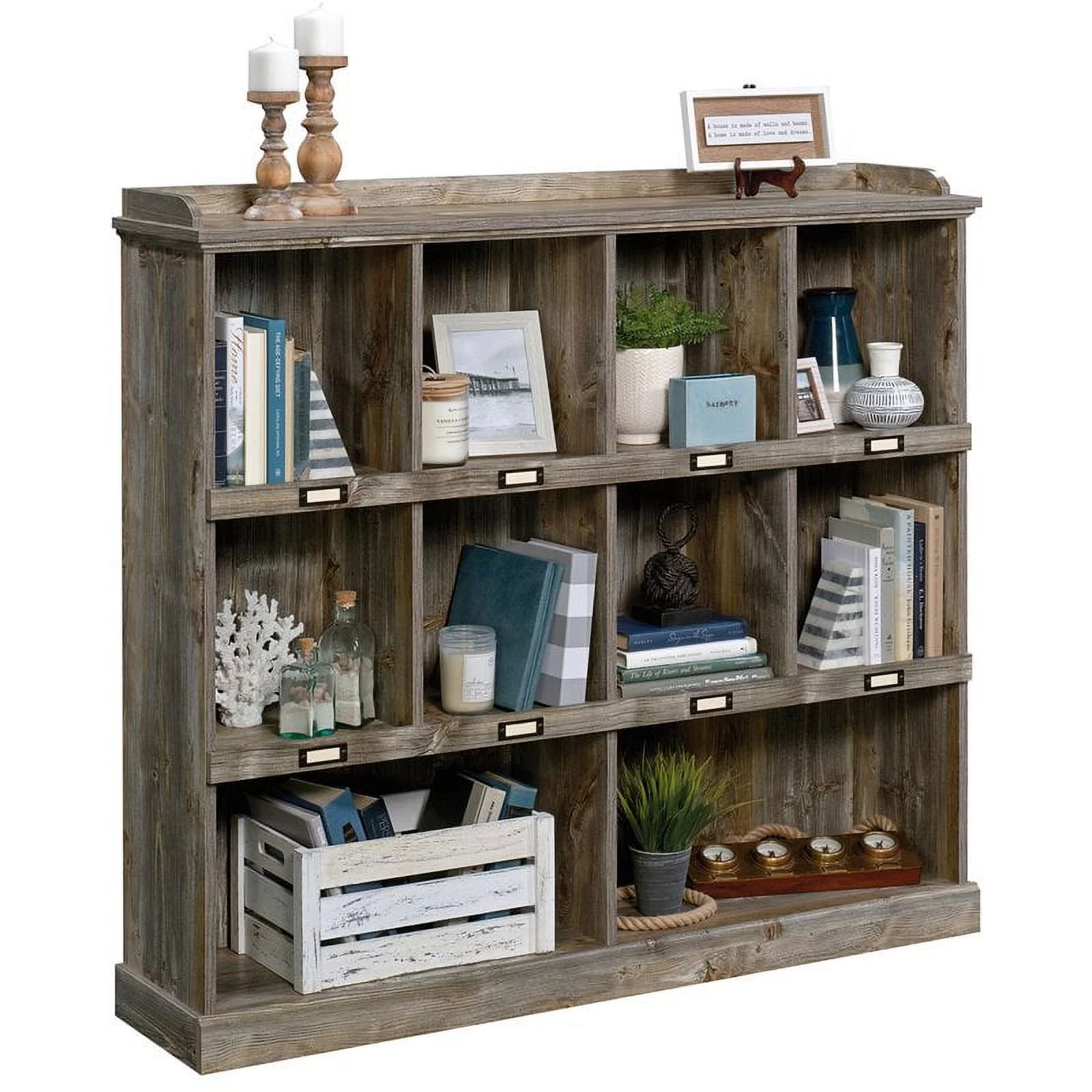 Pemberly Row 10-Cubby Engineered Wood Bookcase in Rustic Cedar/Brown
