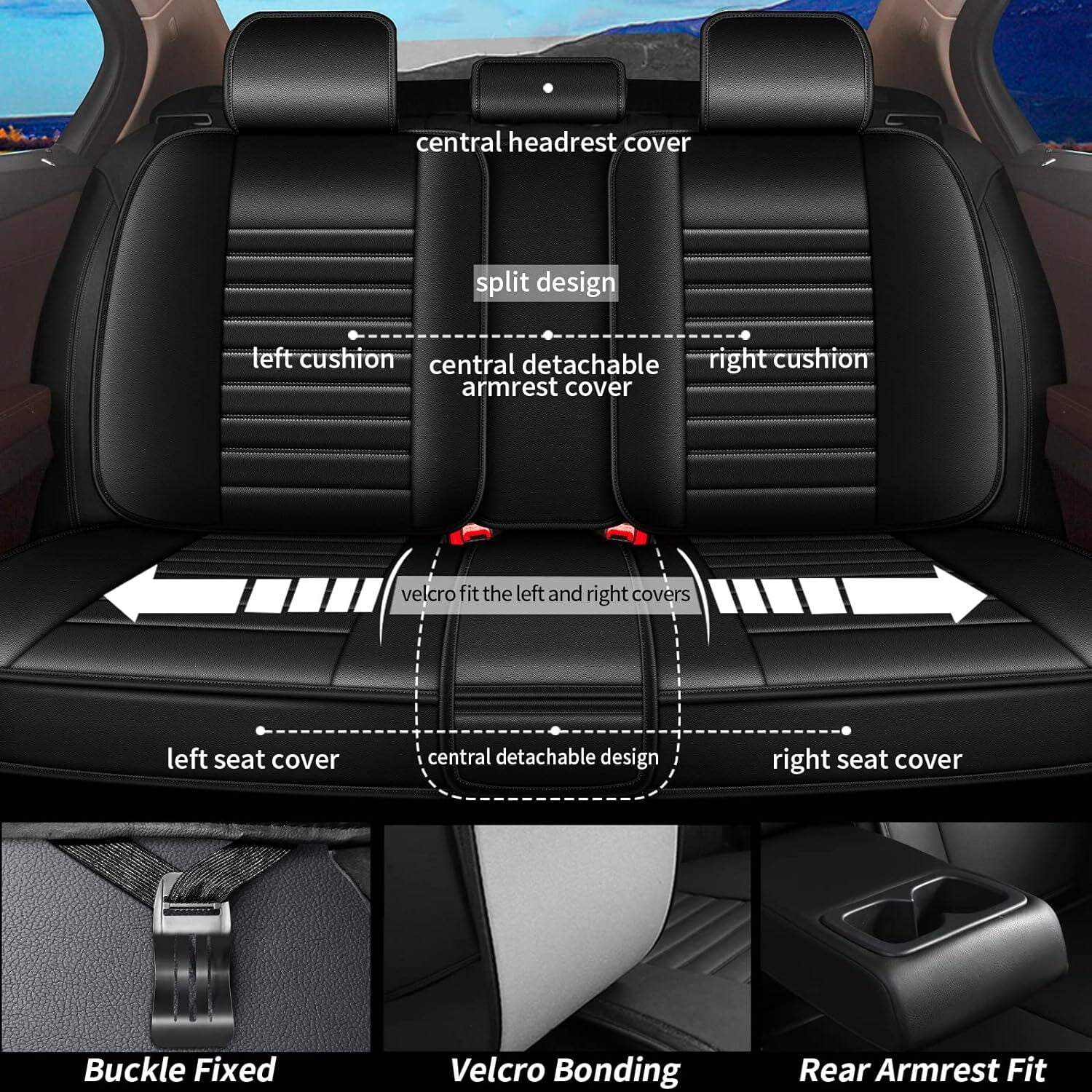 AOMSAZTO Seat Covers for Subaru Impreza 2007-2016 Car Seat Covers Full Set 5 Seats Faux Leather Car Seat Cushion Protector (Black)