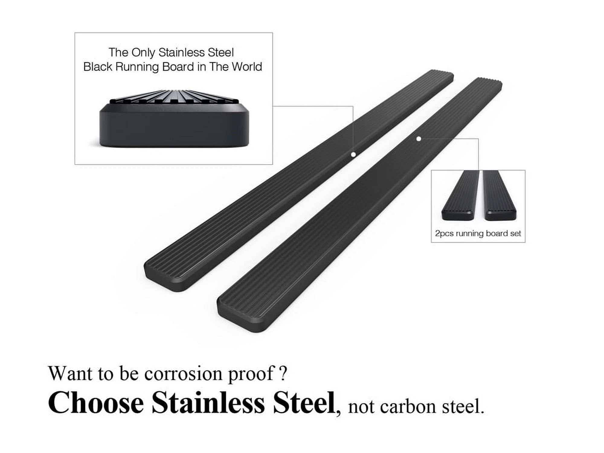 APS iBoard Running Boards 6-inch Black Compatible with Ford F150 2015-2023 Regular Cab & F-250 F-350 Super Duty 2017-2022 Stainless Steel (Nerf Bars Side Steps Side Bars)