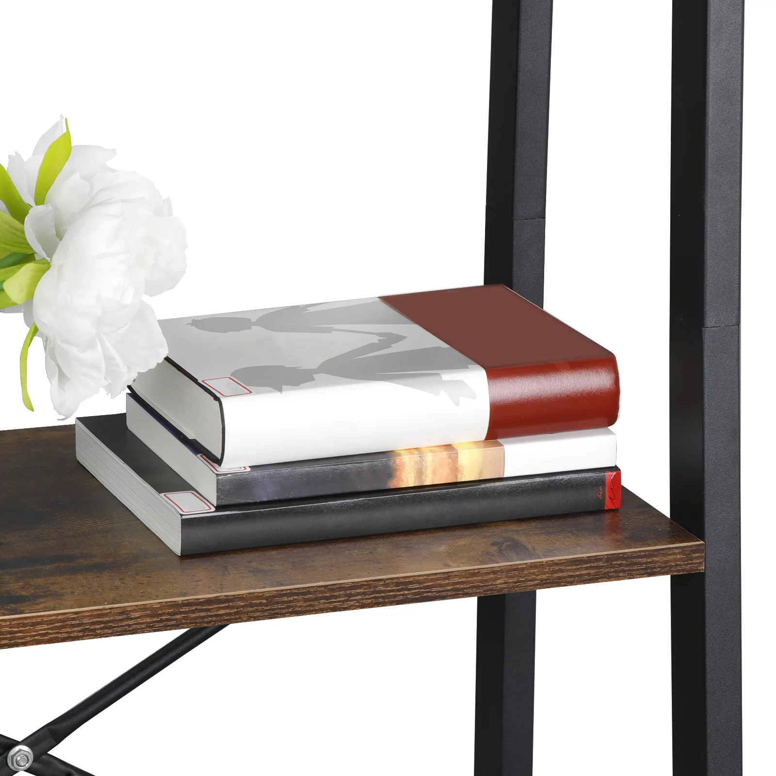 ZENY Home Ladder Shelf Metal Frame Four Tiers Modern Bookcase, 22.4 x 13