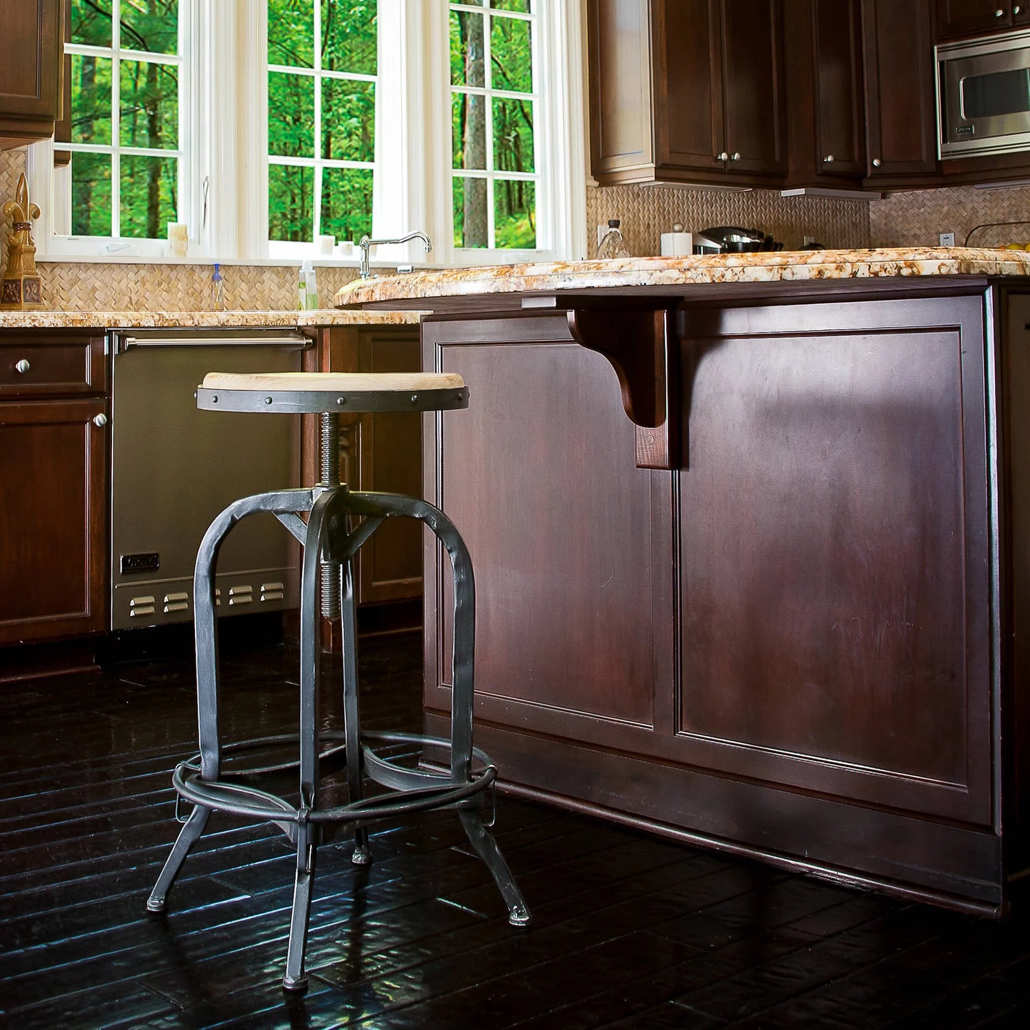 Noble House Keaton Adjustable Natural Wood Finish Bar Stool