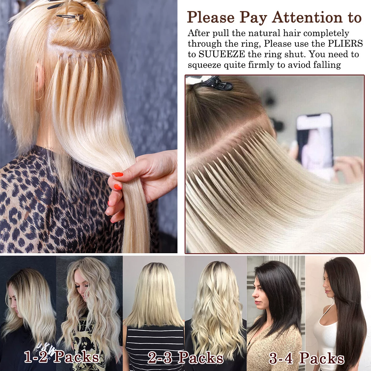 SEGO 100% Remy Human Hair Extensions Micro Loop Hair Extension Nano Micro Bead Ring Thick Hair Piece Clearance