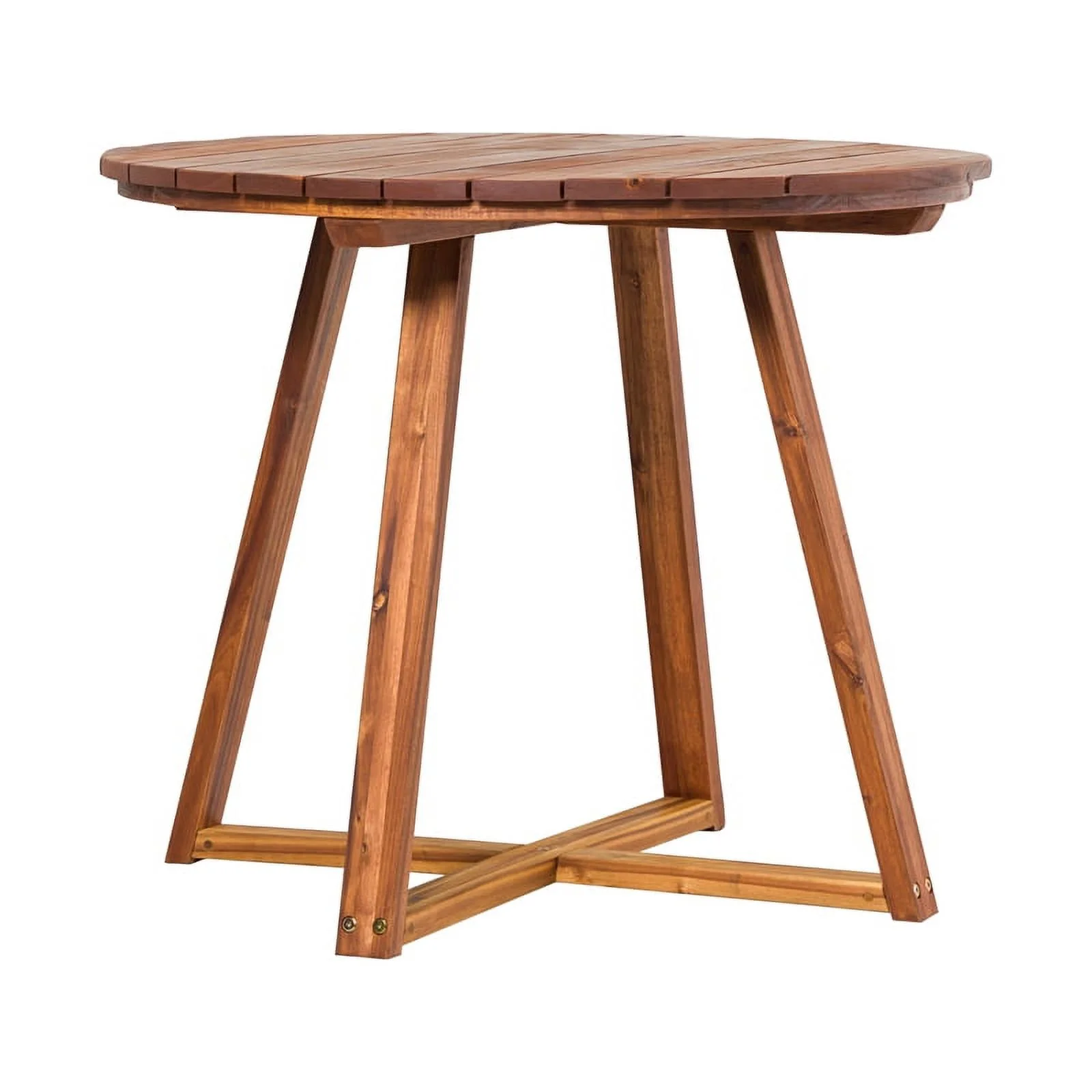Pemberly Row Modern Slat Back Solid Wood Round Dining Table - Brown