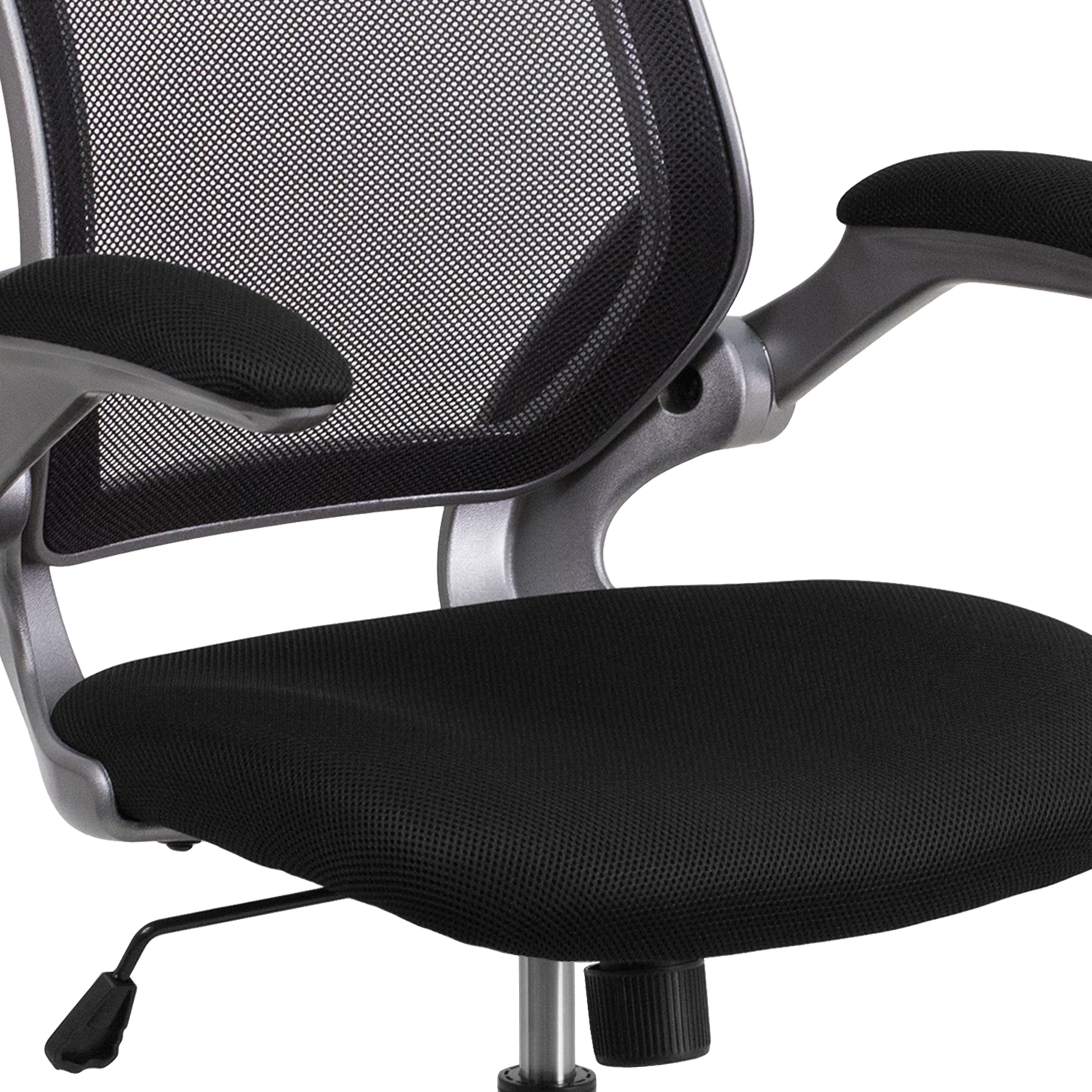 Flash Furniture Mid-Back Black Mesh Swivel Ergonomic Task Office Chair with Gray Frame and Flip-Up Arms