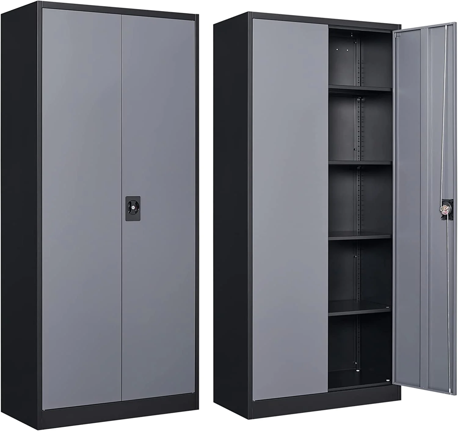 TQJKLFDY Metal  Cabinet with 2 Doors and 4 Adjustable Shelves  71" Steel Locking Garage Tool Utility Cabinets for Office  Home School Kitchen