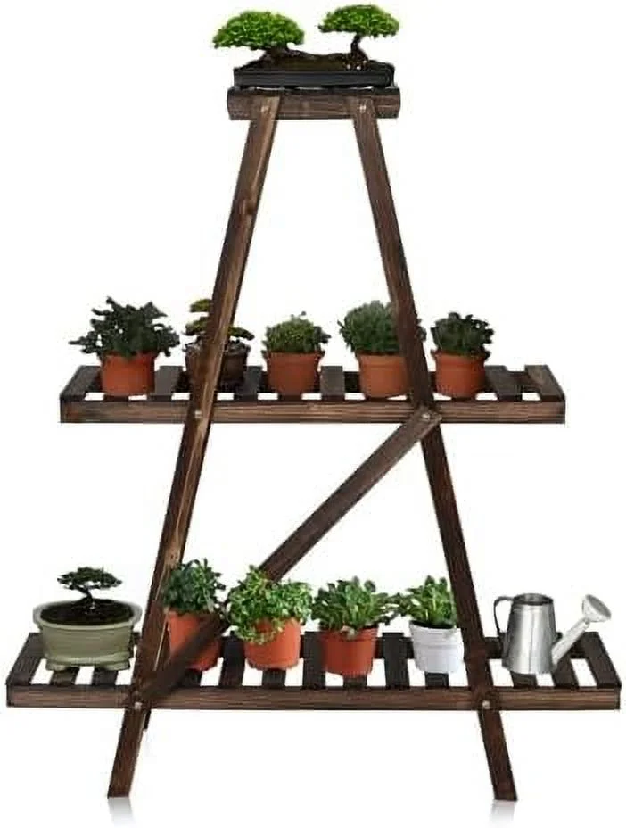 RSJIWOGZ TAG 3 Tier Ladder   Wood -Shaped Bookshelves Ladder Bookcase Decorative Leaning Ladder   Plant Display   Rack  Room  Home  Office  Kitchen  Bedroom  Balcony