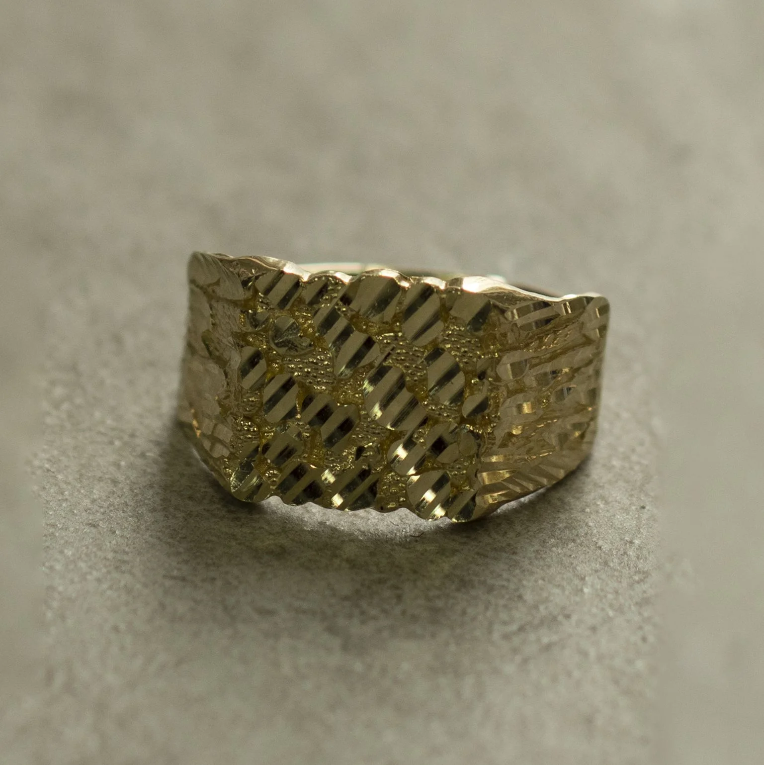 10K Yellow Gold Square Nugget Ring, Medium (0.50