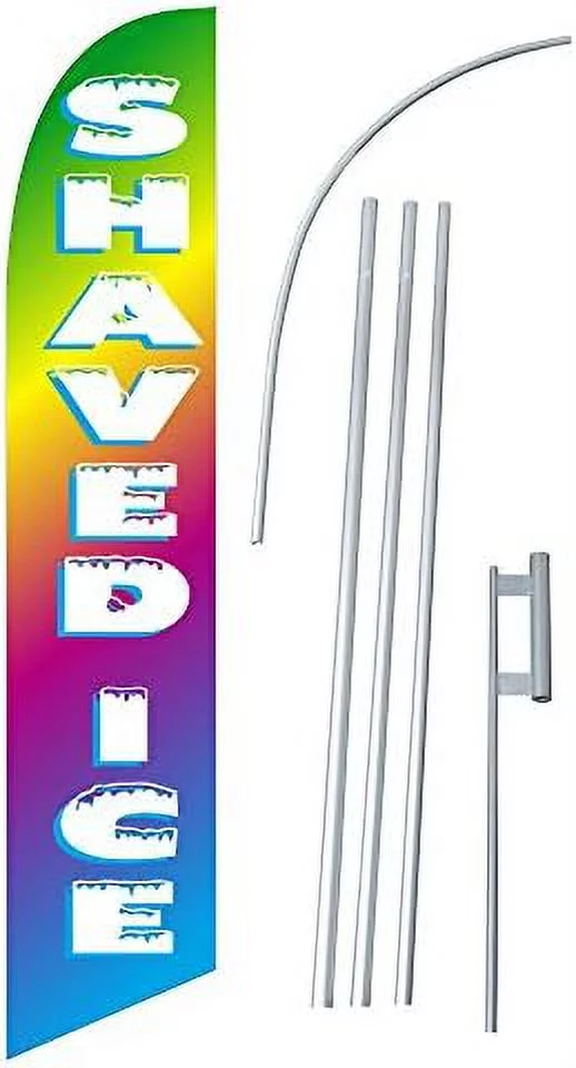 Shaved Ice 12-Foot SUPER Swooper Feather Flag With Heavy-Duty 15-Foot Pole And Ground Spike