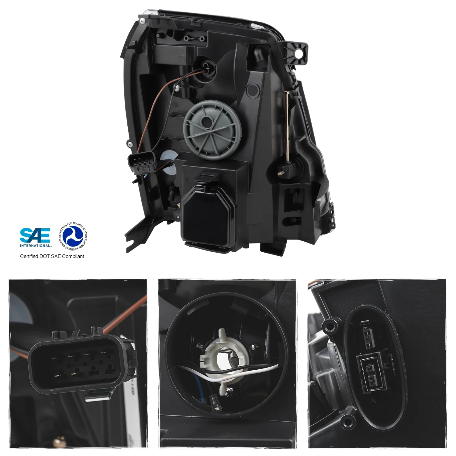 AKKON - Fits 2007-2014 Cadillac Escalade ESV EXT [HID/Xenon Type] Projector Black Headlights Pair Driver+Passenger