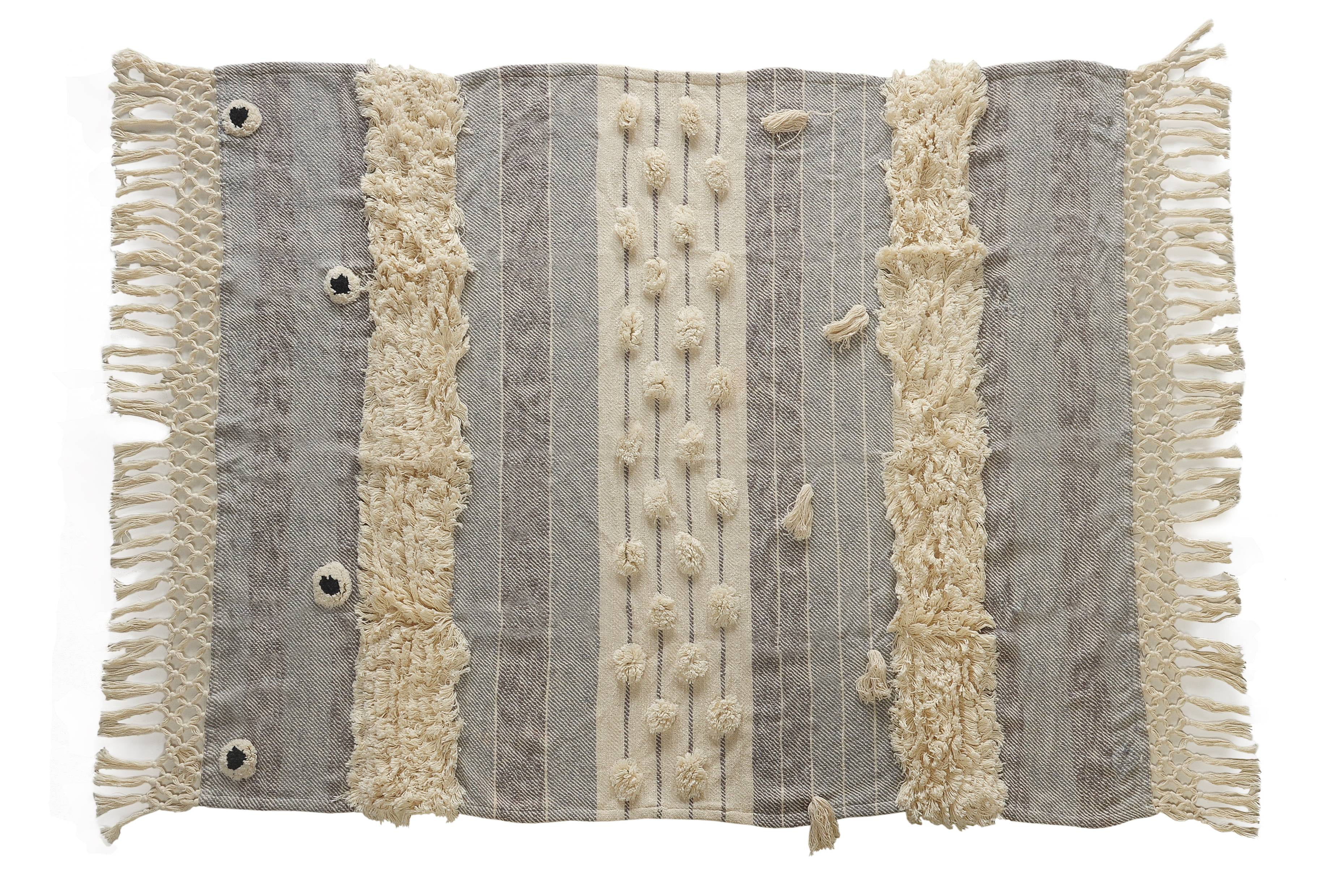 Sterling Desert Fields Striped Hand-Woven Organic Cotton Throw Blanket, Multi, 50